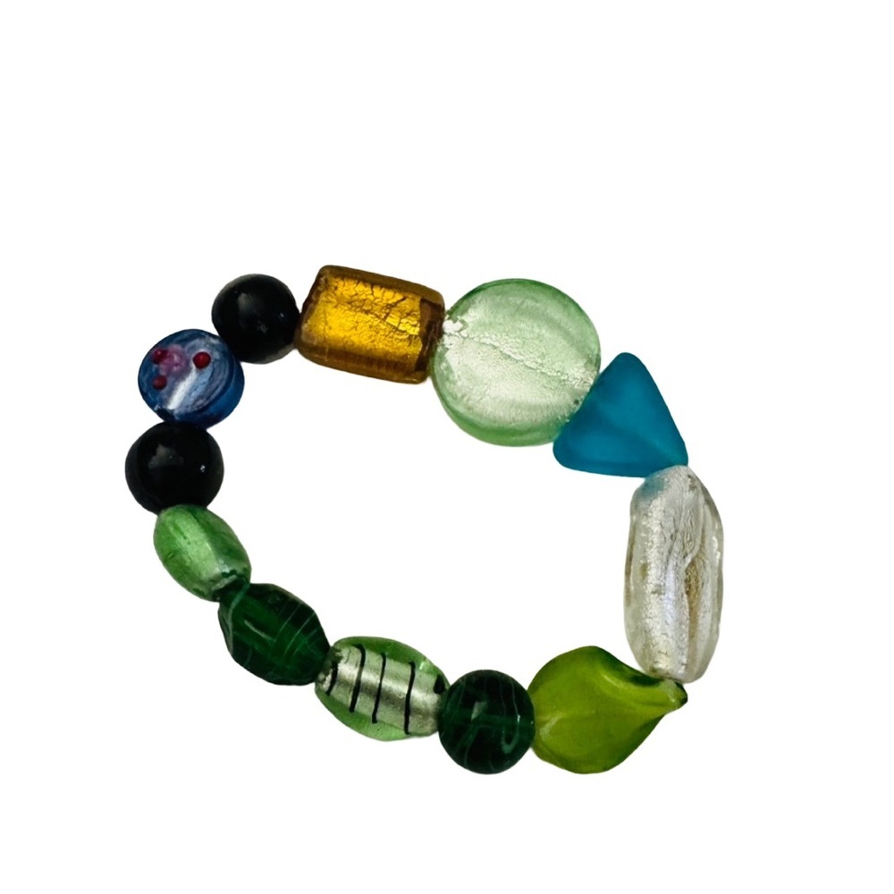 Colorful Glass Beaded Stretch Bracelet – Vibrant Boho Artsy Jewelry